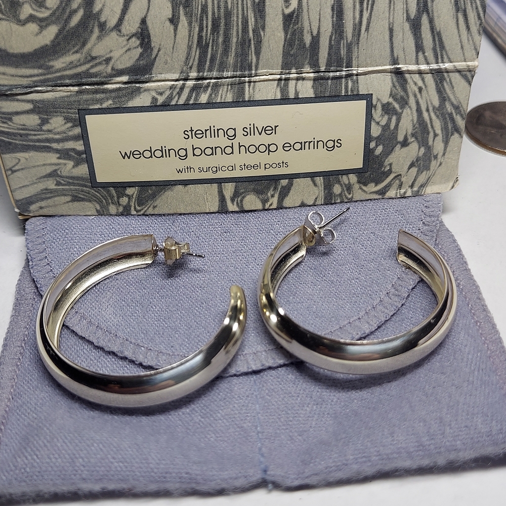 Avon Sterling Silver Hoop Earrings - Silver